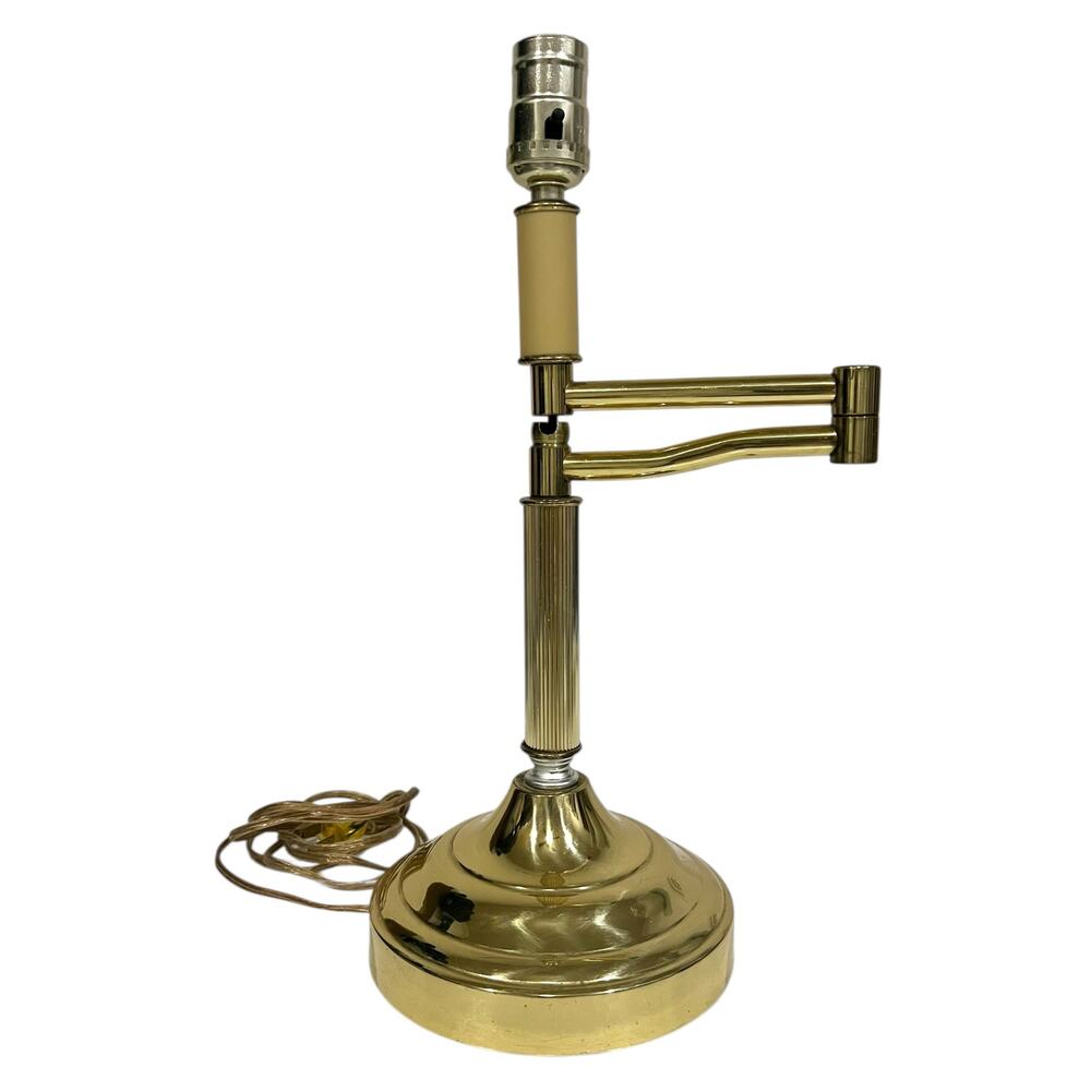 Vintage Swing Arm Brass 13” Table Desk Lamp Underwriters Laboratories